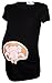 Happy Mama. Women's Maternity Funny Baby Print T-shirt Top Short Sleeves. 576p (Black, UK 10/12)