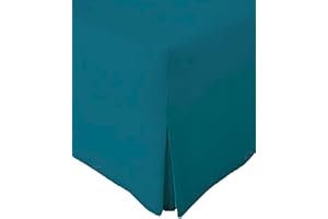 AmigoZone Extra Deep Non Iron Percale 180 Thread Count Fitted Valance Sheet Pleated (Double, Teal)