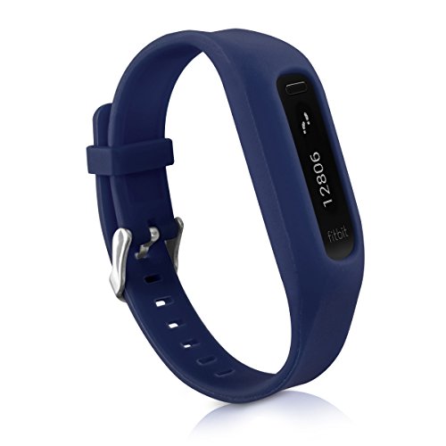 kwmobile 2in1 Set: 2x Sport Ersatzarmband für Fitbit One in Schwarz Dunkelblau Innenmaße: ca. 14 – 20 cm – Silikon Armband mit Uhrenverschluss ohne Tracker - 2