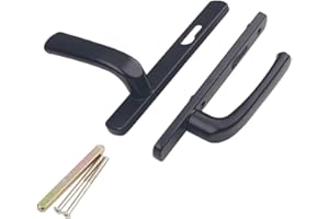 SEIWEI Lot de 2 poignées de porte en UPVC, 85 mm, PZ (centres), noir, avec pièces assorties, 210 mm