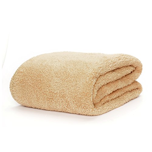 Snug Rug Kuscheldecke, Luxusversion aus Sherpa-Fleece, Überwurf, Sandbeige, 127 x 178 cm - 2
