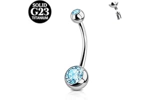 FunZing Titanio Piercing ombelico argento 6mm 8mm 10mm 12mm 14mm 16mm bar lunghezza piercing ombelico titanio donne 1 pezzo 14G solido titanio Piercing ombelico rosa blu CZ anelli ombelico