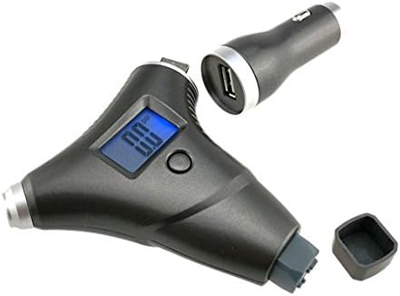 KOMVOX 5 in 1 Emergency Rescue Tool, Fathers Day Gifts, 150 PSI Digital Tyre Aire Pressure Gauge, Car Auto Safety Hammer Auto Safety Glass Window Breaker Emergency Rescue Disaster Escape Tool, Quick Car Charger, Micro SD Card Reader, Compass, for Motorcycle Car Van