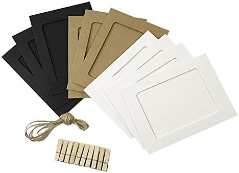 ZATOGOO 4 x 6-inch Paper Picture Photo Frames, 3 Colors DIY Cardboard Photo Frame with Clips and String
