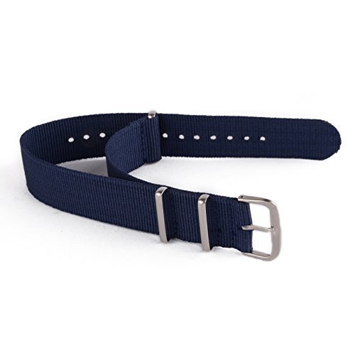 iDealhere Neu Nylon Uhrenarmband Uhrband Armband Reine Edelstahl Dornschliee Damen / Mnner (blau, 18mm)