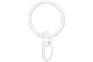 RHSEMI 50 Stücke Metall Vorhänge Vorhangringe Vorhang Hängend Ringe und 50 Stücke Kunststoff Gardinenhaken, 30 mm Innendurchmesser für Fenstervorhang Bettvorhang Duschvorhang（weiß）