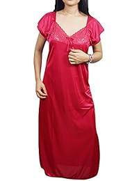 Indiatrendzs Women Satin Nightwear Pink Nighty With Free Size Overcoat Pack Of 2