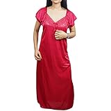 Indiatrendzs Women Satin Nightwear Pink Nighty With Free Size Overcoat Pack Of 2