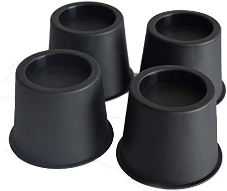 AliceBeauty Round Elephant Feet Bed Risers/Furniture Risers For Under Bed Storage Set of 4 Heavy Duty Design (Black)