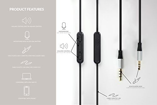 AGS Retail Ltd Compatible Audio Cable Replacement for Bose Soundlink On Ear Headphones - Black, 1.2m Audio Cable with Remote/Mic, Earphone Cable | Audio Accessories