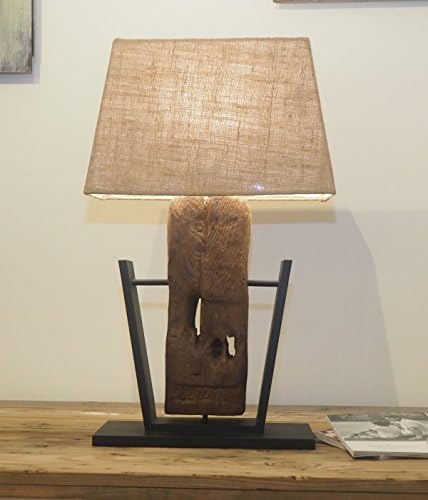 Driftwood Table Lamp 'Prisma' - Rustic House - Natural Solid Wood Feature Lighting - Natural Hessian Shade Included - Unique Decor Perfect for Lounge, Hallway, Bedroom - Choose from Four Shade Colours