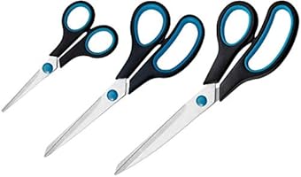 Westcott N-90027 00 Set de ciseaux Easy Grip - 3 unités 13 / 21 / 25 cm - bleu et noir