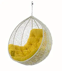 RE ONN Hanging Swing Chair with Cushion for Garden Patio Balcony Outdoor Indoor Colour White