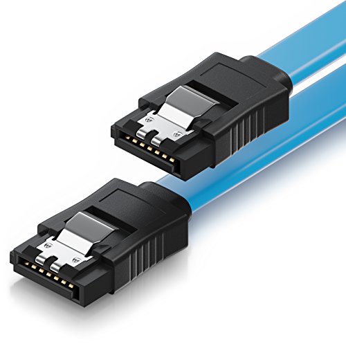 deleyCON [0,3m] S-ATA 3 Kabel - flexibles PREMIUM SATA 3 HDD / SSD Datenkabel mit Clip - 2x Stecker gerade - bis 6 GBit/s - Länge: 30cm / Farbe: Blau