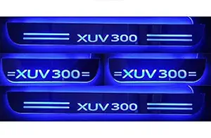 DS ENTERPRISE Door Steel Plates with Light For Mahindra XUV 300 Set of 4PCS (Blue Color)