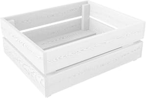 Lermowood Holzkisten Box0521 50 x 40 x 19cm Weiß | Dekokisten aus Holz Massive Holzkiste Regalkiste Weinkiste