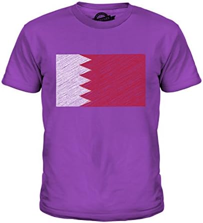 Candymix Bahrain Scribble Flag Unisex Kids T Shirt Boys/Girls/Toddler/children T-Shirt, Age 10, Colour Purple