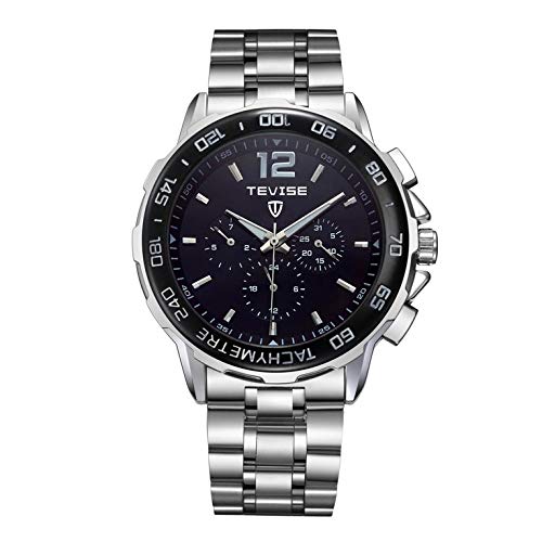 Preisvergleich Produktbild Peepheaven Multifunktions-6-Pin-Männer Automatik Mechanik Runde Zifferblatt Armbanduhren - Schwarz