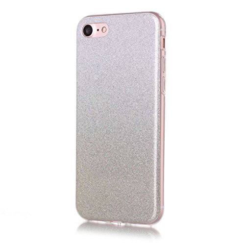 Für iPhone 7 Handyhülle,Zcro Glitzer Silikon Glitter Case Stoßfest Kratzfeste TPU Schutzhülle Schale Handytasche Hülle für iPhone 7 4.7 Zoll mit Frei Displayschutz (Silber) - 2