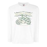 Camisetas de Manga Larga para Niño Nacido para montar, obligado a trabajar - camisas para los motociclistas, regalos divertidos (5-6 years Blanco Multicolor)