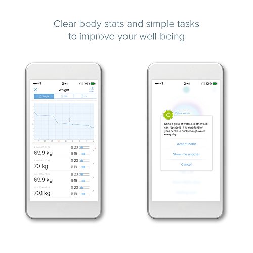 ADE Körperanalysewaage BA 1601 FITvigo. Digitale Körperfettwaage zur Messung von Gewicht, BMI, Wasseranteil, Muskelmasse, Knochenmasse. Körperanalysegerät mit mehrfach ausgezeichneter App (Bluetooth) - 5