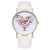 Lazzgirl Frauen-Mode-Herz-Liebes-Leder-Band-analoge Quarz-runde Armbanduhr-Uhren(Lila, Weiß, Mintgrün, Blau, Orange, Rosa, Schwarz, Rot, Gelb, Kaffee, Pink, Khaki, Hellblau)