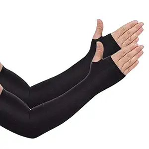 London paree High Performance Athletic Arm Sleeves with thumb hole Perfect (Sold as a Pair | Black | BT-28)