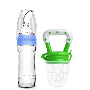 Manan Shopee Baby Cerelac Rice Paste Food Feeder & Baby Fruit Nibbler (Blue/Green)