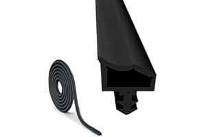 Zimmertürdichtung Türdichtung Schwarz 10M, EUBSWA Türdichtung Türwetter-Stripping gegen Zugluft Türgummi, 4mm Nutbreite 7mm Nuttiefe 12mm Falz