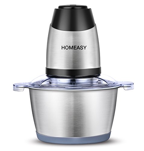 HOMEASY Hachoir Electrique Viande Avec Bol en Acier Inox 1.8L, Hachoir Viande 450W Avec 4 Lames pour hacer Viande, Oignon, Légumes Rapide et Sans Efforts