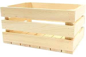 GENERISCH Caja decorativa de 35 x 25 x 18 cm, caja de madera para guardar vino, frutas, verduras, ecológica, cepillada (35 x 25 x 18)
