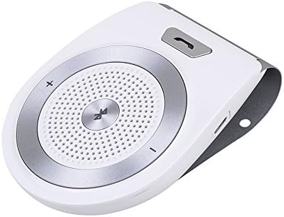 Bluetooth Car Kit HandsFree, KLJ Wireless Motion AUTO POWER ON Speakerphone Upgraded Speaker Audio Receiver Sun Visor Music Player Adapter Built-In Mic with Car Charger for iPhone8 iPad,Samsung,Android Phones&amp;Tablets-White