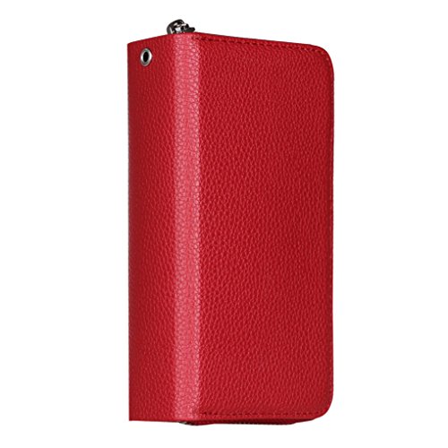 LOOKAY 2 in 1 Kunstleder Schutzhülle für iphone 7 apple 7 Multifunktions-Tasche Wallet Kartenfächer Rückschale iPhone7 Hülle Etui Case Cover in Rot - 5