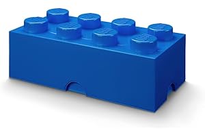 ROOM COPENHAGEN LEGO Storage Brick 8 Knobs BLUE - Stackable Plastic Storage Box with Lid for Kids and Adults, Ideal Desk Organizer and Toy Box - 12.1L Capacity