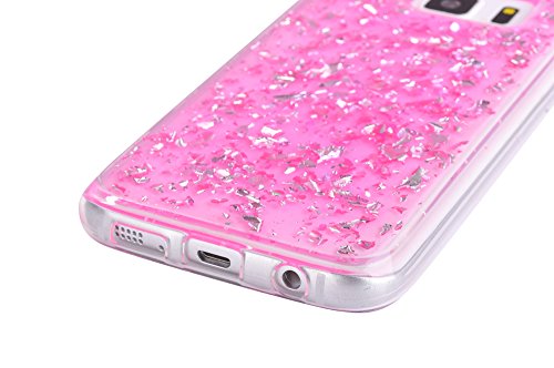 Galaxy S6 Handytasche,Glitzer Hülle für Samsung Galaxy S6,Leeook Hülle TPU Case Schutzhülle Silikon Crystal Kirstall Clear Case Durchsichtig Rosa Glitzer Malerei Muster Transparent Silikon Schutzhülle Hülle Cover Abdeckung Etui TPU Bumper Schale für Samsung Galaxy S6 + 1 x Schwarz Eingabestift-Pink Glitzer - 4