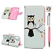 Produktbild Honor 8A Handyhülle Kompatible für Huawei Y6 2019 Hülle Wallet Case Flip Cover PU Leder Tasche Malen Muster Flipcase Schutzhülle Handytasche Skin Ständer Klapphülle Schale Bumper Mädchen-Eule