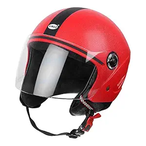 Virgo Acrylonitrile Butadiene Styrene, No 1 Color Clear Visor Helmet (Red)