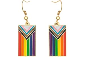 SINWINKORI Progress Transgender Rainbow Pansexual Asexual Bisexual Lesbian Nonbinary Sun Set Lesbian Dangle Earing Gay & Lesbian LGBT Pride Gifts Rainbow Jewelry