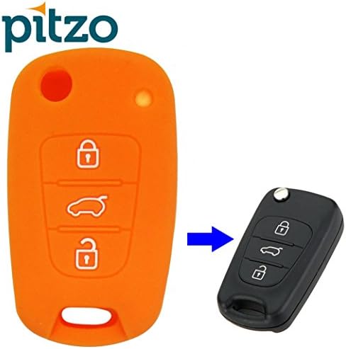 PITZO Car Silicone Key Cover for 3 Button Remote Flip Key Shell/Case/Body for Hyundai i20 Old - Orange