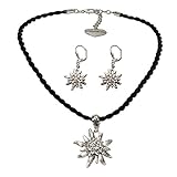 dirndl schmuck set rosa Trachten-Kette mit Kordelkette und Dirndl-Ohrringe perfekt zum Trachten-Outfit (Dirndl, Lederhose, Trachtenbluse, Oktoberfest)