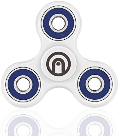 SPIN ME UP - Fidget Spinner - Black Ceramic Bearings - Best Stress Reducer Relieves ADHD Anxiety and Boredom - Helps Focusing Fidget Toys for Kids &amp; Adults - 9 Colors Available (White - Blue)