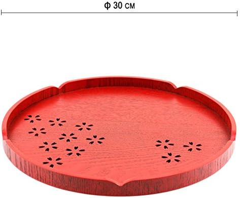Japanese-style round tray/ wooden teacups/Retro wooden Home Hotel dinner plate-B