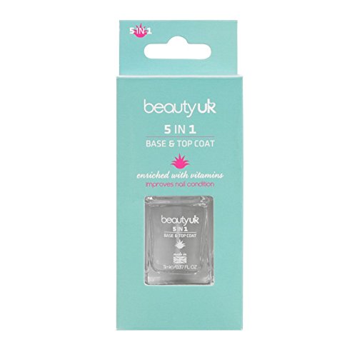 Beauty UK Base & Top Coat Polish 5 in 1 Nail Care Hardener Strengthener Anti Brittle Vitamins Plant Extract Treatment Long Lasting Varnish Lacquer Gloss Gel Shellac Acrylic UV 3D Nail Art Healthy Nails