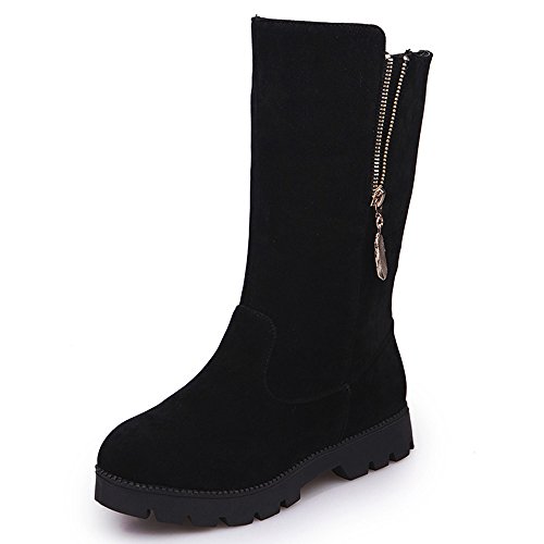Brezeh Women Boots, Winter Autumn Flat Heel Boots Faux Warm Martin Ankle Boots Shoes (Black, 39)