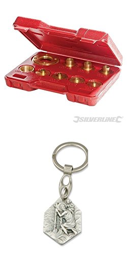 Kopierhülsen, 10 teilig Satz, 7,9-20,2 mm (5/16-3/4 Zoll), Frässatz, Frässet, Fräszubehör, Oberfräse, Messinghülse mit Anhänger Heiliger Christophorus