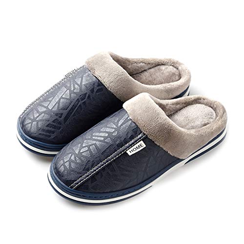 Zapatillas de Estar por casa Mujer Invierno Peluche Cerradas Andar Calienta Pantuflas Slippers Originales Termicas Zapatos(Azul,40/41 EU,25.5CM De talón a dedo del pie