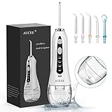 AUCEE Cordless Water Flosser for Teeth with Gravity Ball,300 ML Professional Portable and Rechargeable IPX7 Waterproof Dental Floss Oral Irrigator,3 Modes Water Floss with 5 Jet Tips for Home,Travel