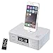 Produktbild OOLIFENG Digitaler Wecker, Ladestation, Stereo FM Bluetooth Radio für iPhone XS, XS Max, XR, X, iPhone 8, 7,6 Plus,White