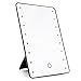 LED Lighted Vanity Mirror with 16 LED Touch Screen Dimmable Illuminated Cosmetic Mirror with Foldable Kickstand Cordless Makeup Mirror Table Mirror for Tabletop Dressing Shaving, Black