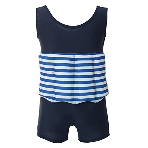 Highdas Kid's Free Learning to Swim Float Suit Adjustable Sun Protection UV Swimsuit for Baby Boys, Navy 1-2 years